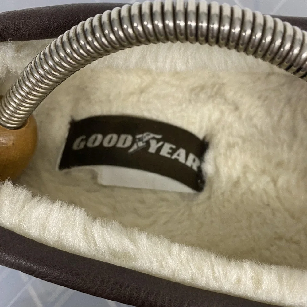 Goodyear‎ Slippers Shoes Mens Size 10 Brown Suede Moccasin Faux Fur Lined Indoor